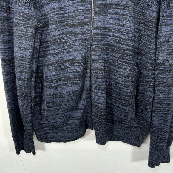 Kenneth Cole Full Zip Cardigan Sweater Mens Large Navy Heathered Chunky Knit - Picture 3 of 13